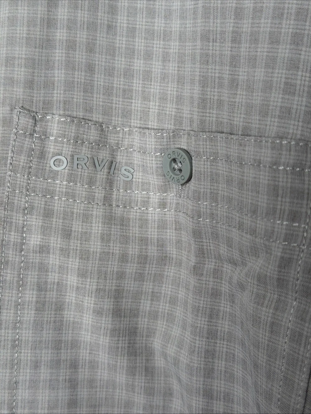 NWT Orvis Men's XXL Ultralight Short Sleeve Shirt Gray Plaid SPF Wicking Fishing